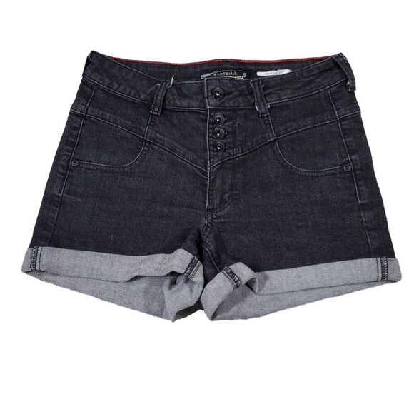 Hot Topic Lovesick Black Rolled Cuffed Jean Shorts Stretch Denim Size 5 - Picture 1 of 12